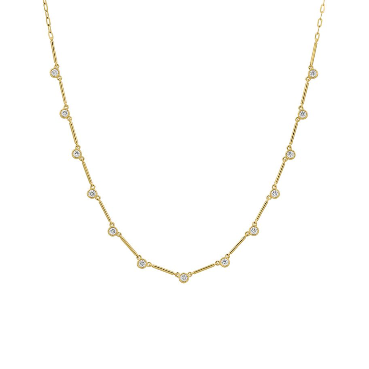 14K Yellow Gold Bezel-Set Diamond Necklace