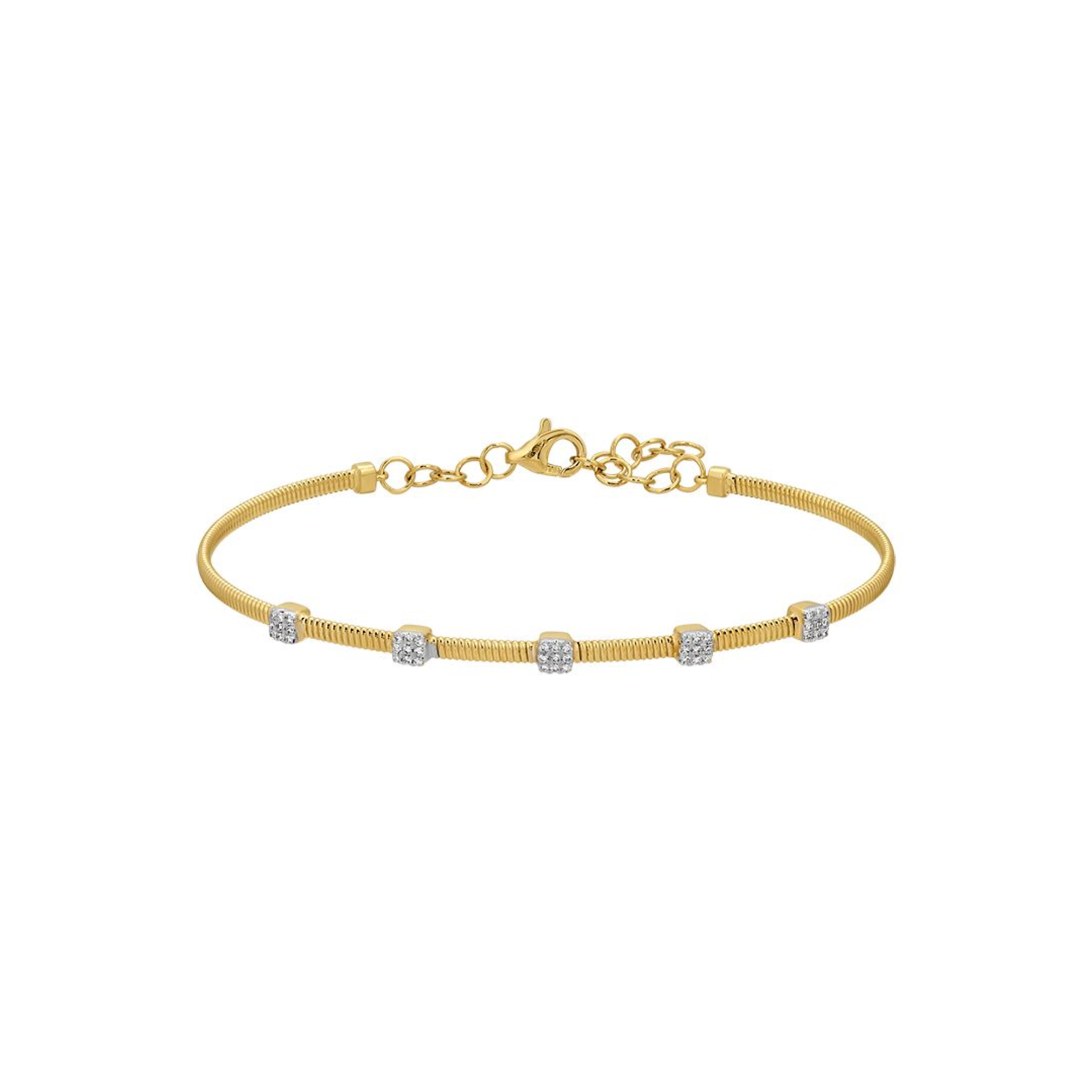 14k Yellow Gold Omega Chain Diamond Bangle