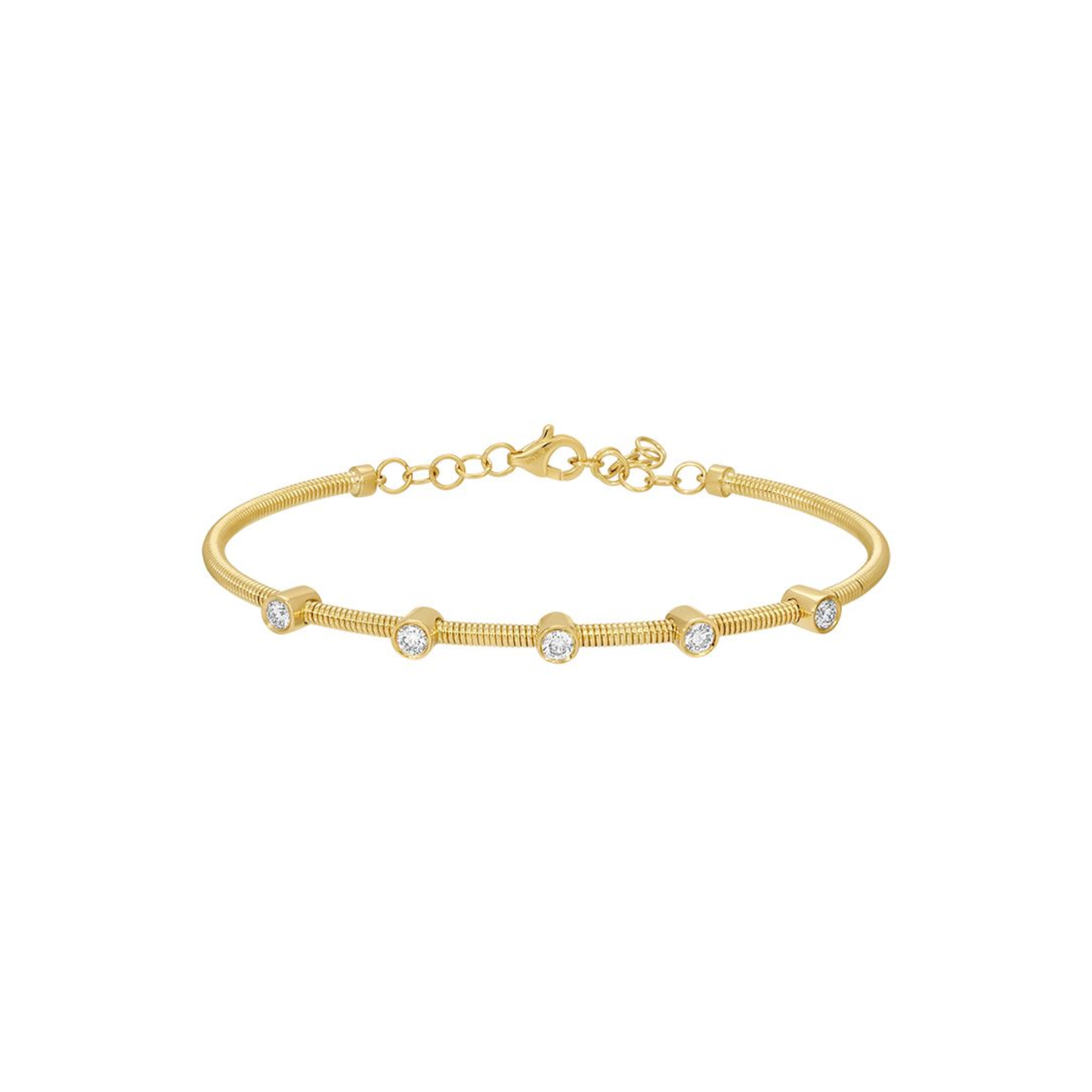 14k Yellow Gold Omega Chain Diamond Bangle