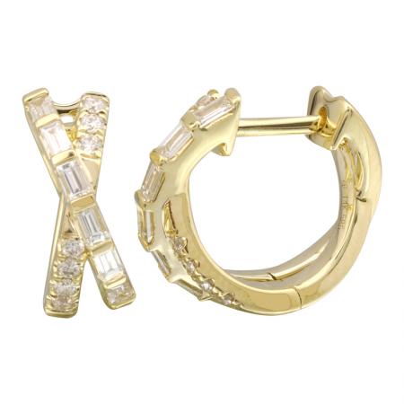 14K gold X huggie earring