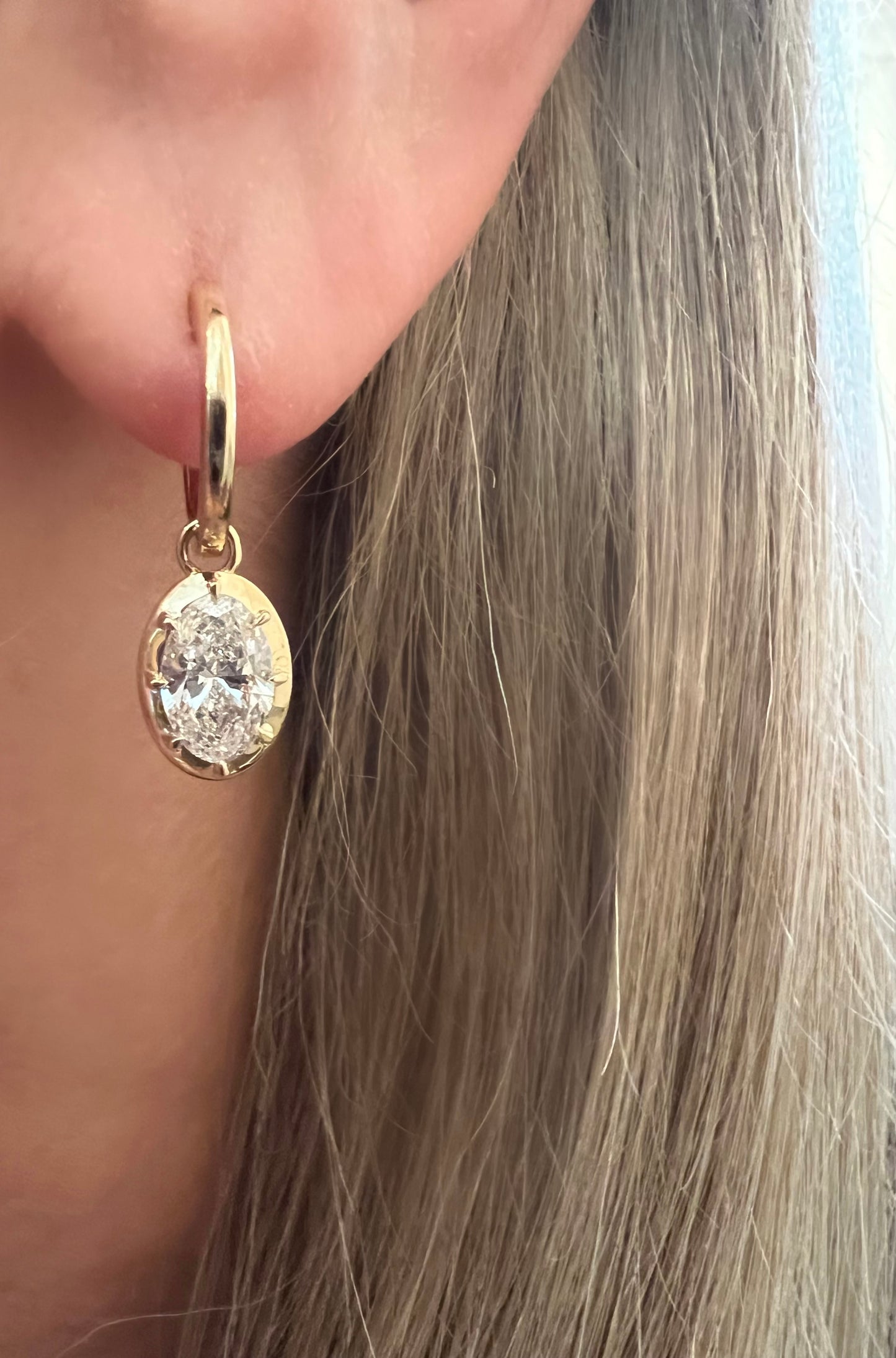 Lab oval diamond earrings