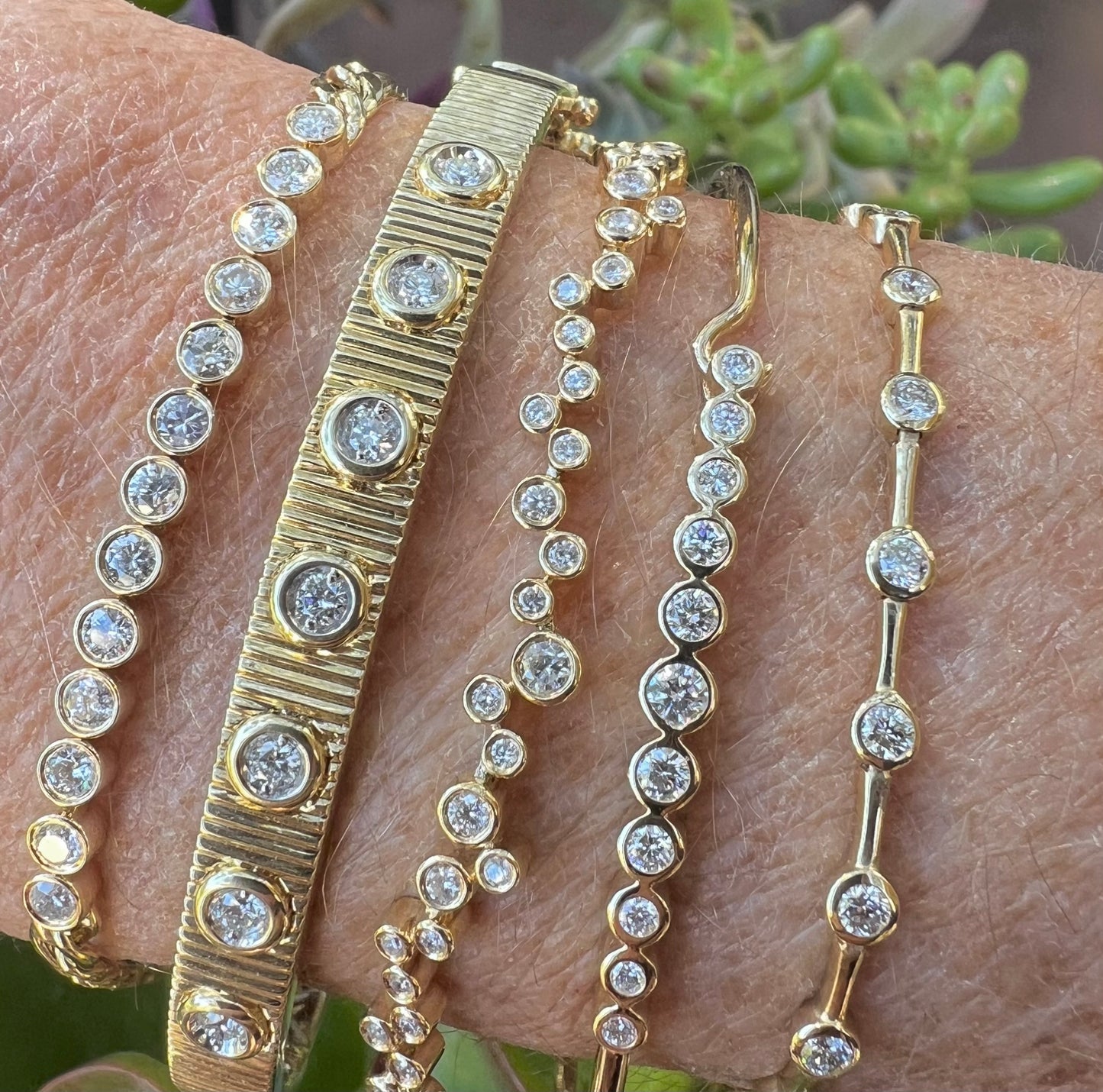 Bezel set wire bracelet