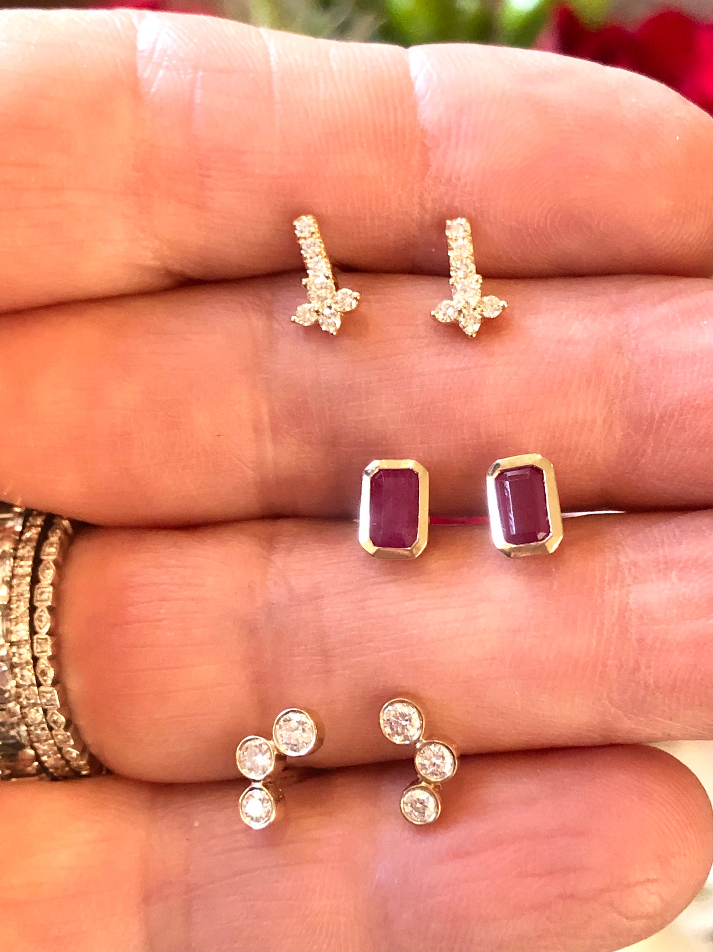 Diamond bezel set stud