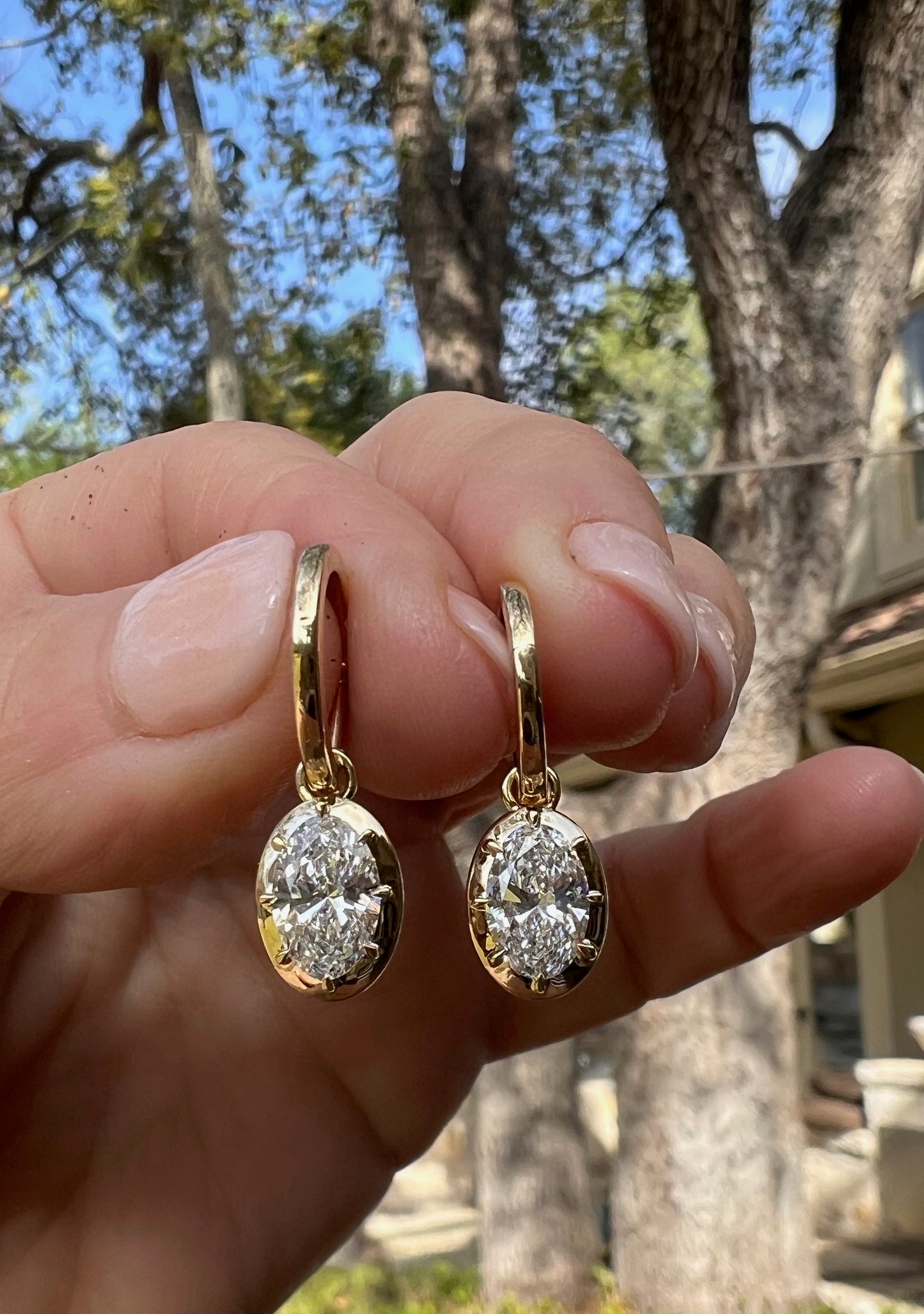 Lab oval diamond earrings