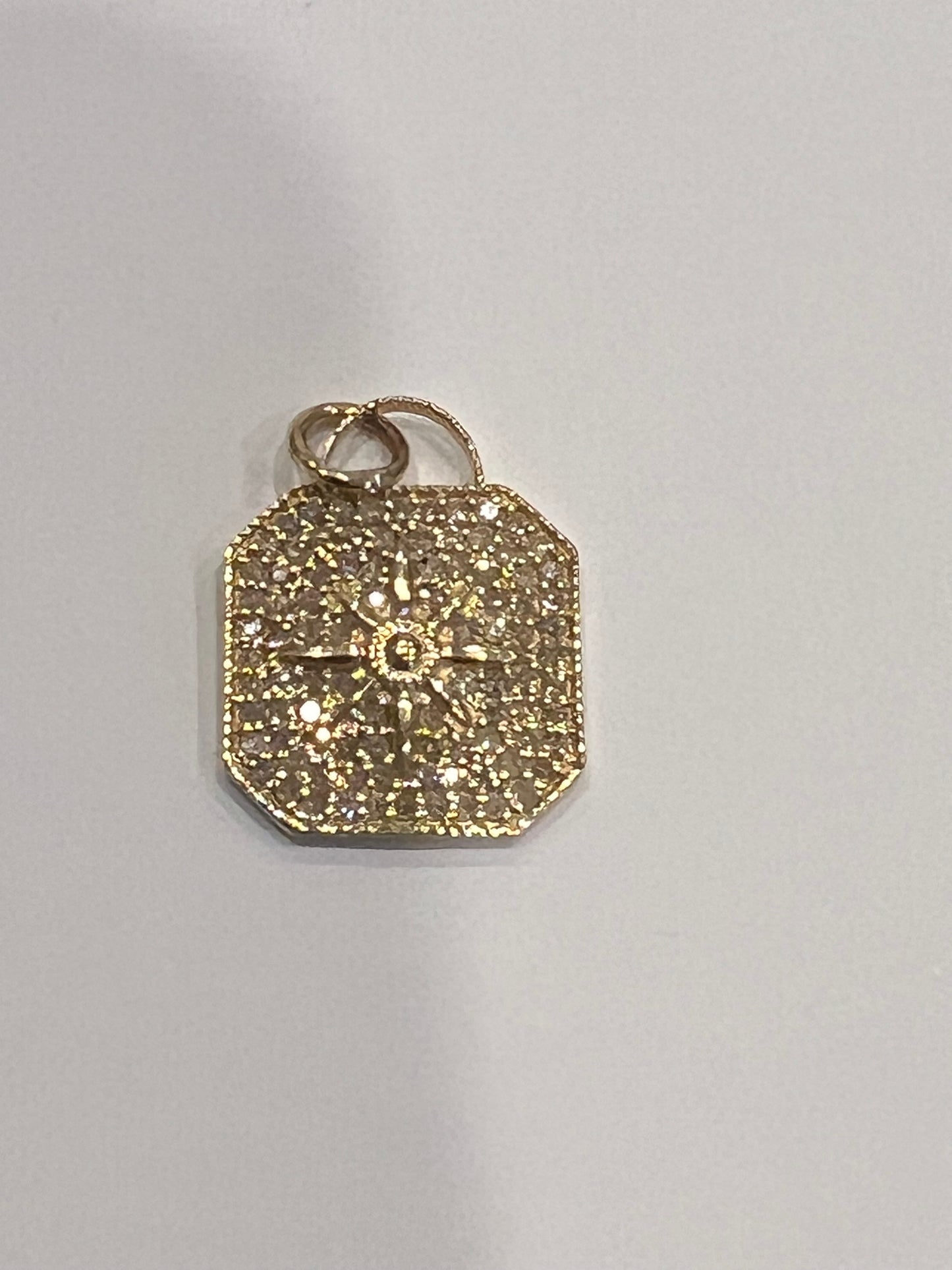 Pave diamond square compass charm