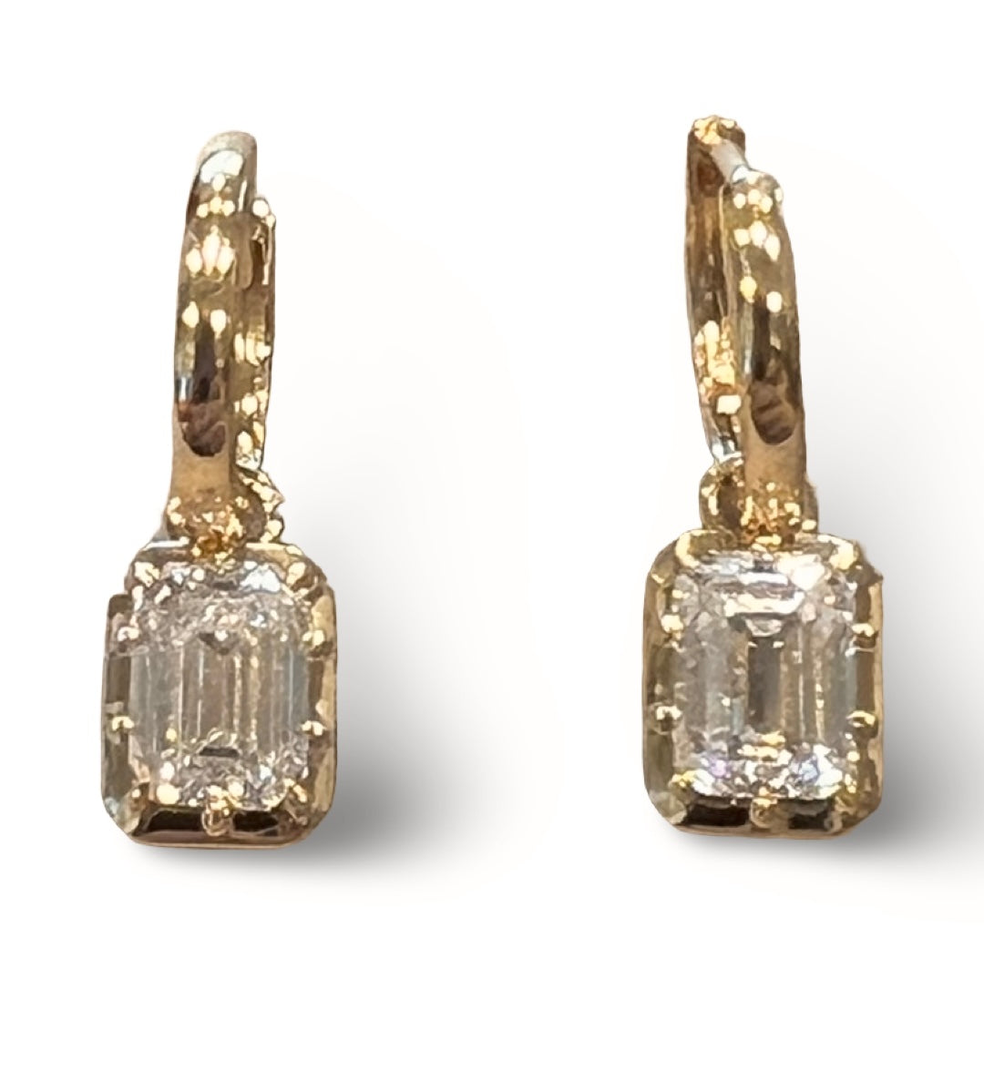 Lab diamond emerald cut earrings