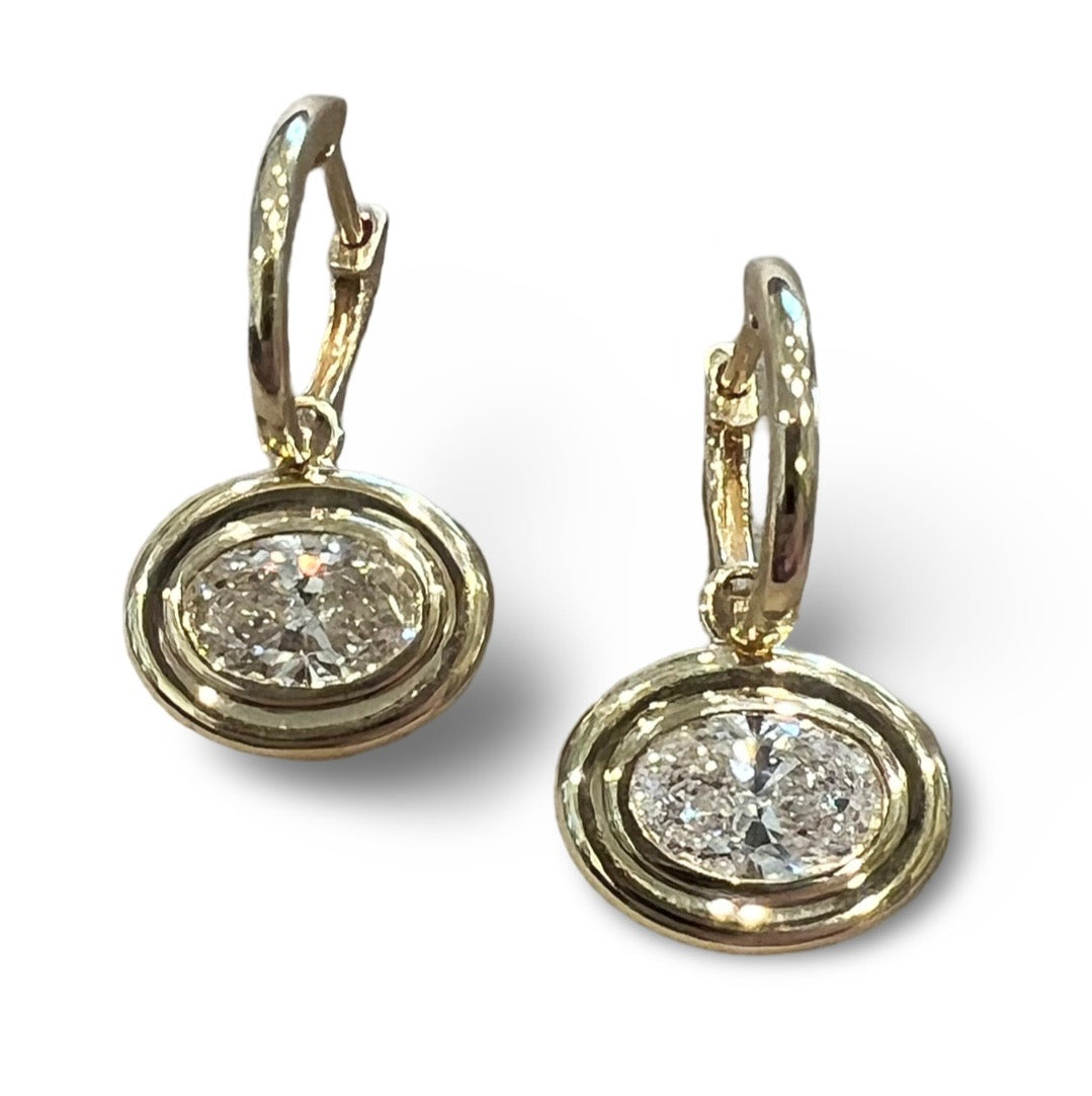 Lab east west oval diamond earrings