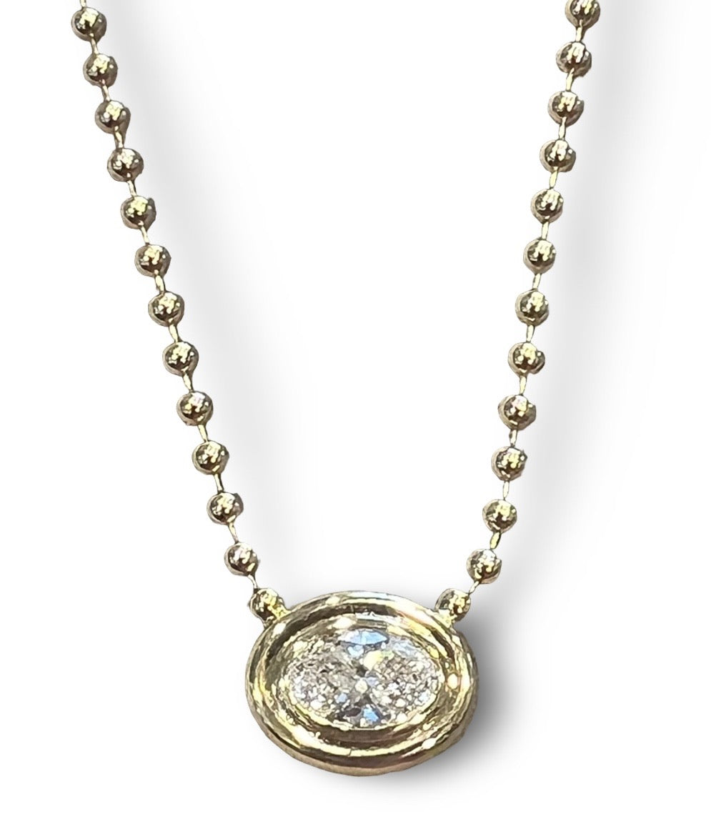 Lab oval diamond necklace on ball chain