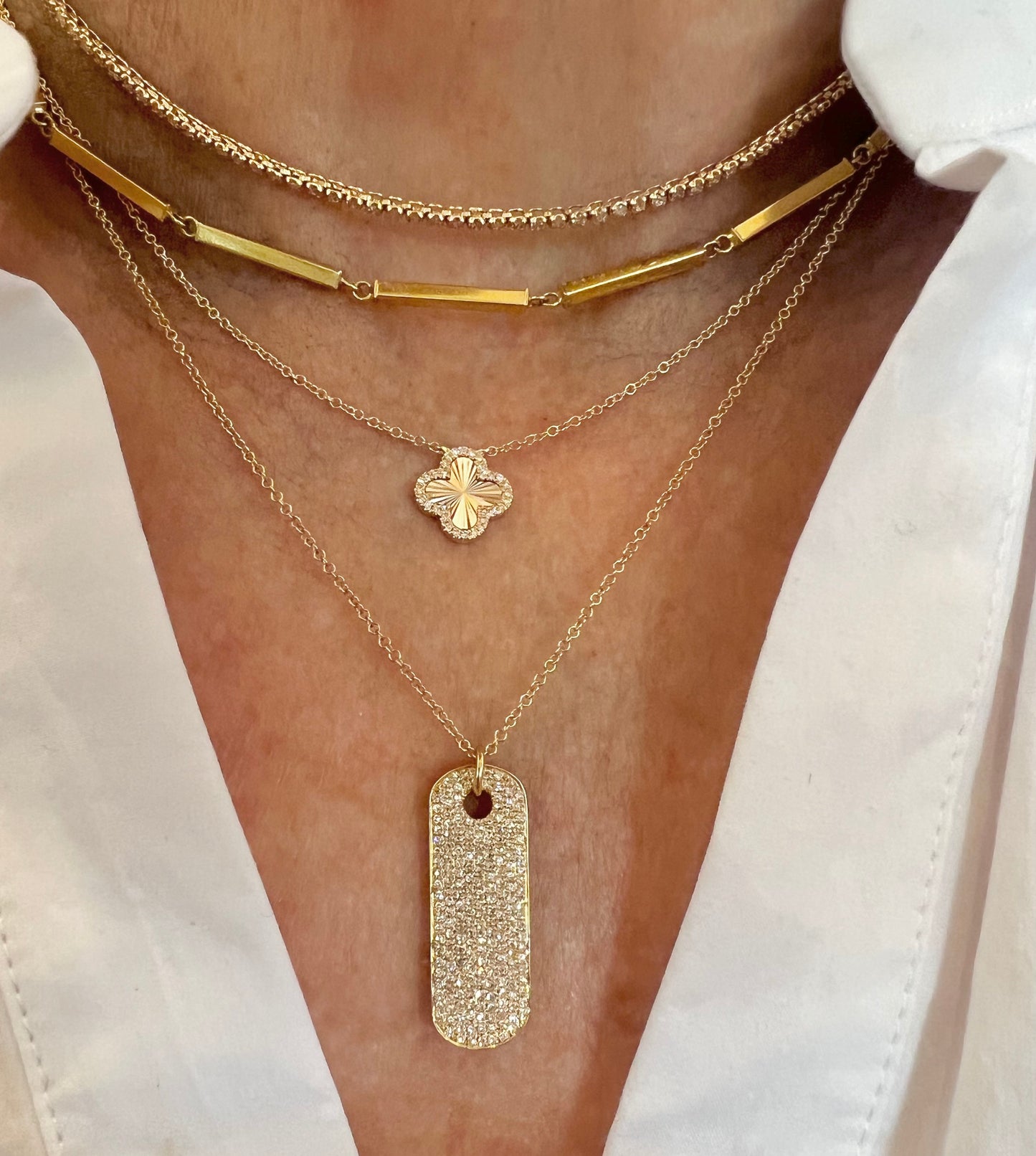 Diamond ID tag necklace