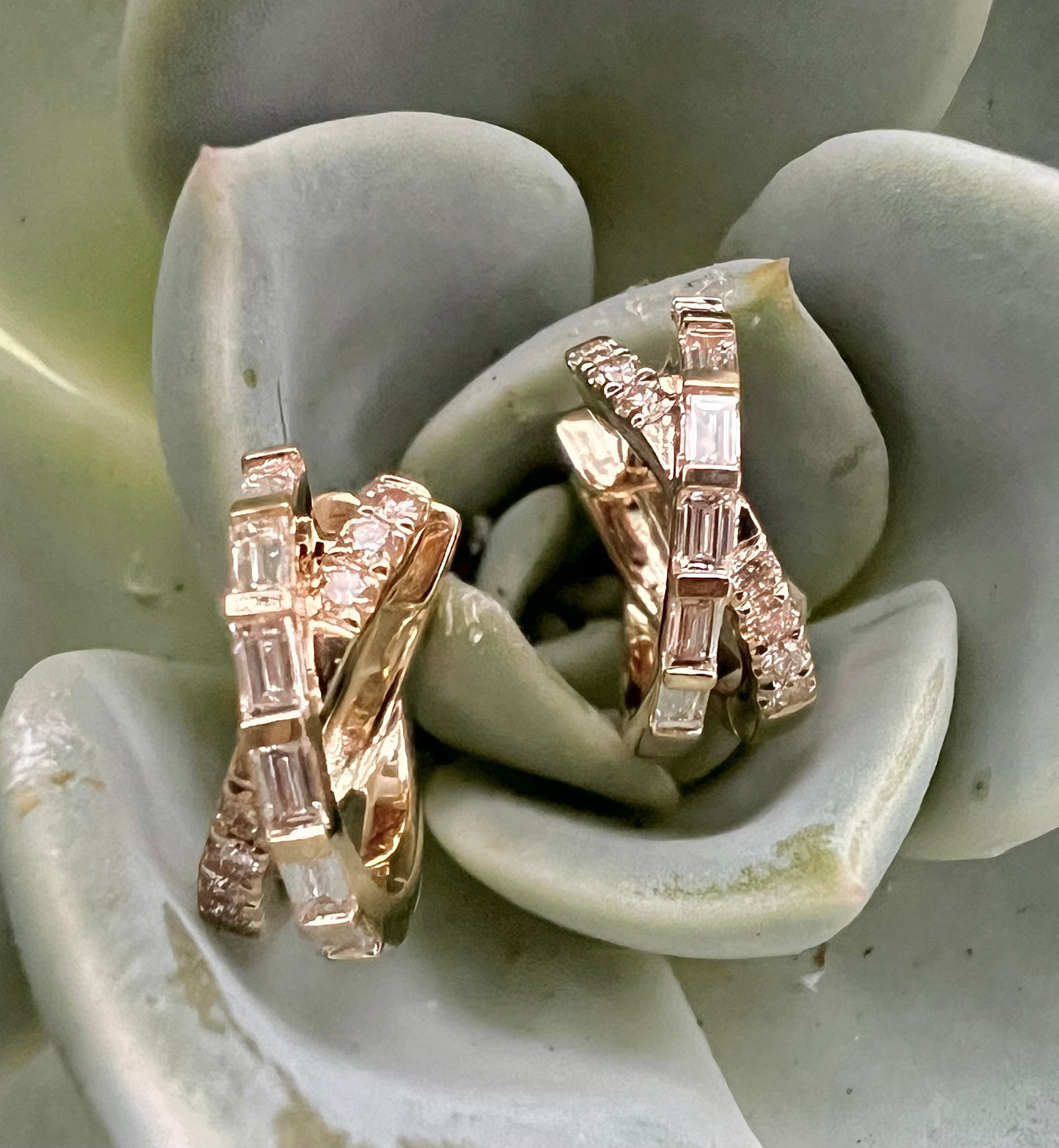 14K gold X huggie earring