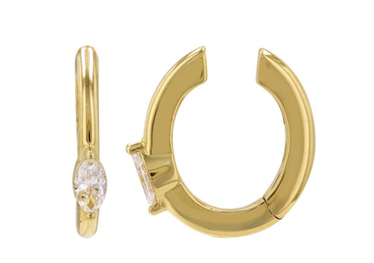 14k Yellow Gold Diamond Ear Cuff / Sold As A Single