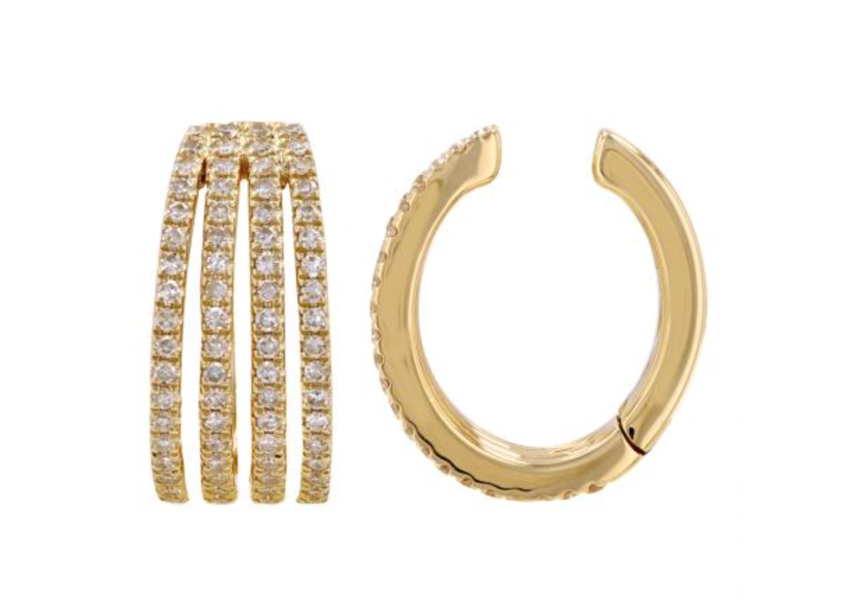 14k Yellow Gold Diamond Diamond Ear Cuff / Sold As A Single