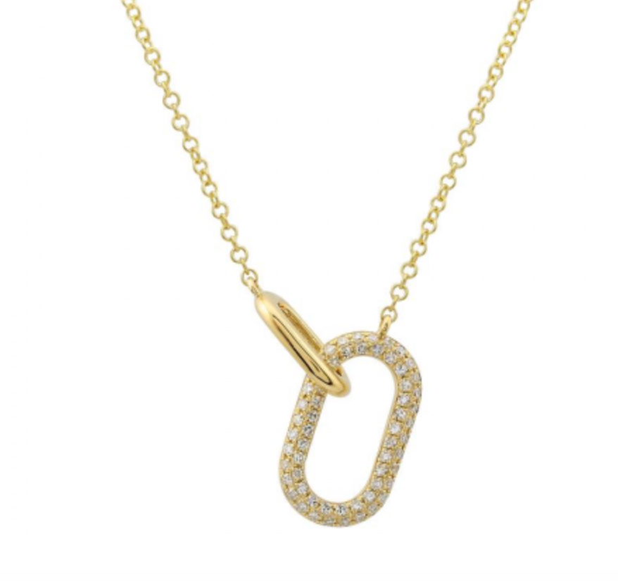 14k Yellow Gold Interlocking Diamond Necklace