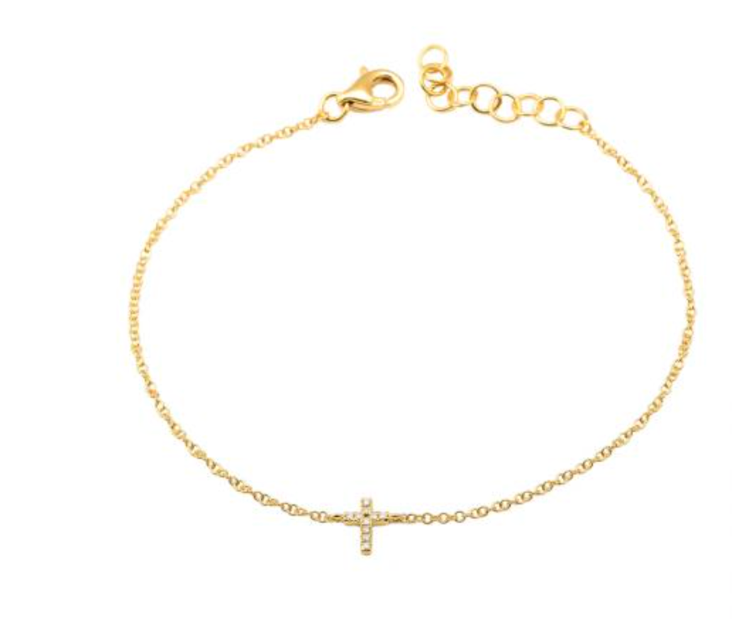 14K gold cross bracelet