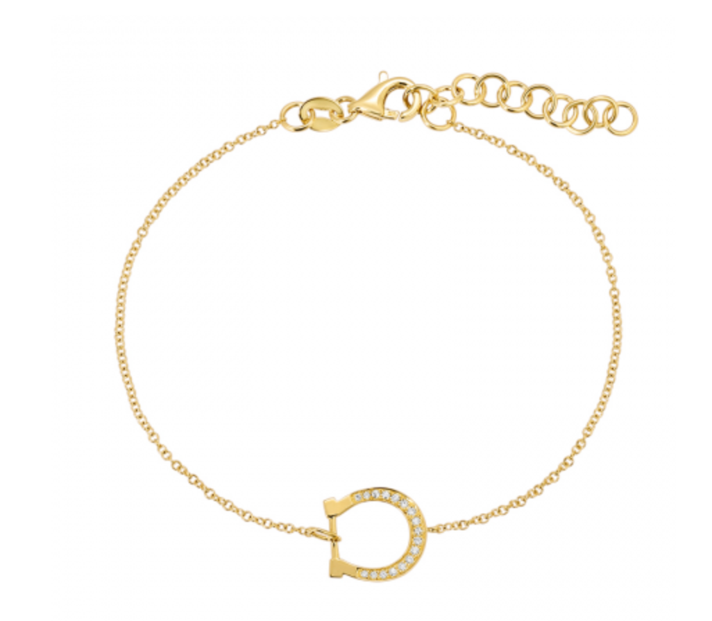 14k Yellow Gold Diamond Horseshoe Bracelet
