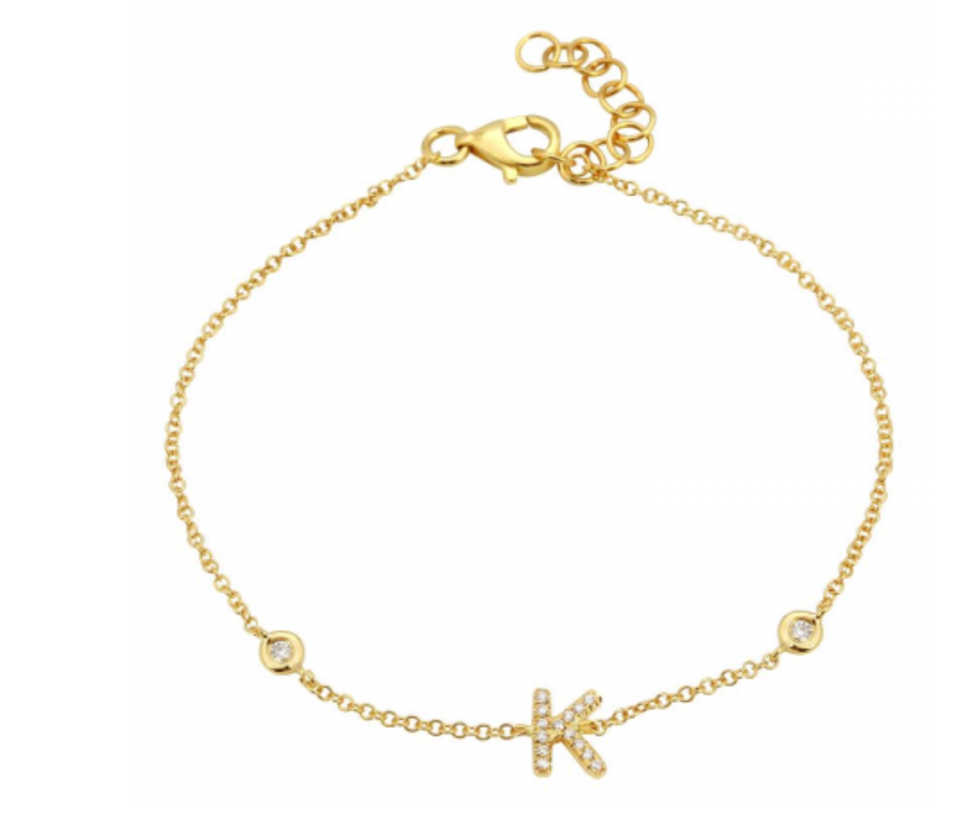 14K Letter K bracelet - available in all letters