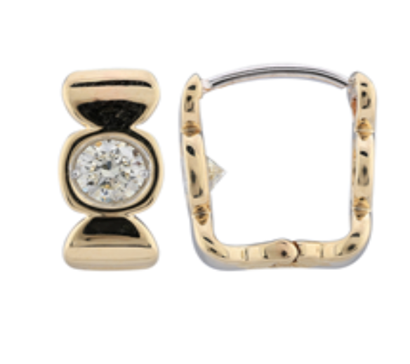 14K gold bezel set diamond huggie
