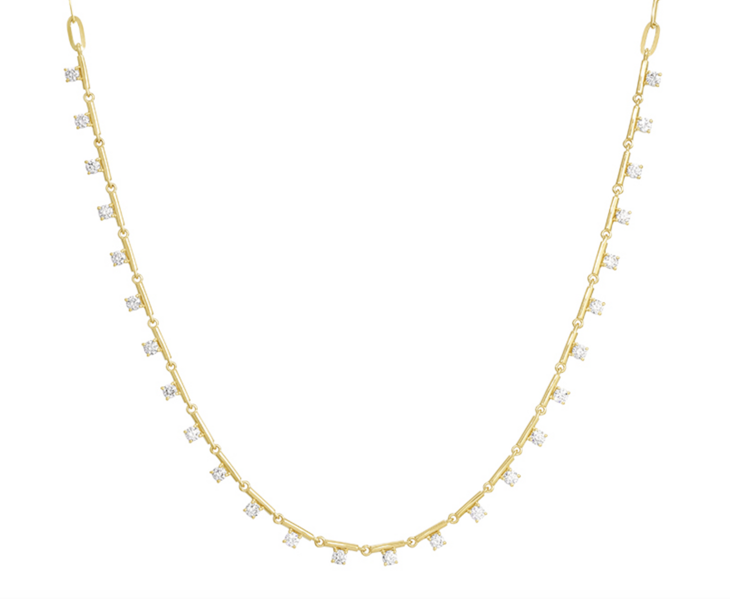 14k Yellow Gold Station Diamond Chain Necklace