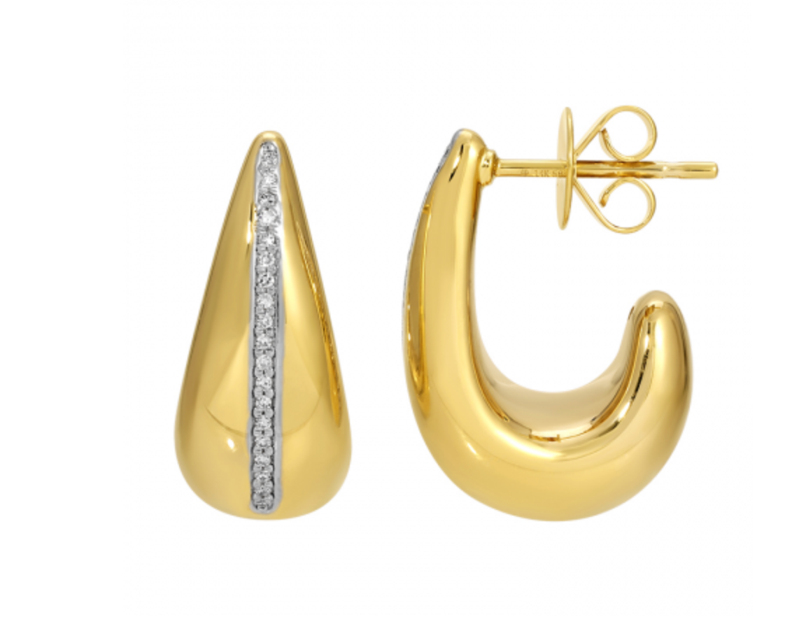 14k Yellow Gold Diamond Earrings * Light Gold Weight*