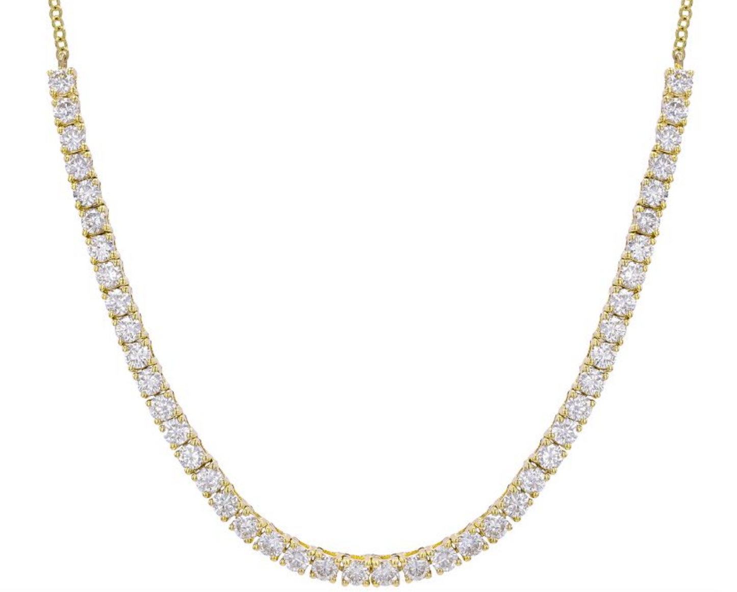 14K yellow gold classic 4 prong tennis chain necklace