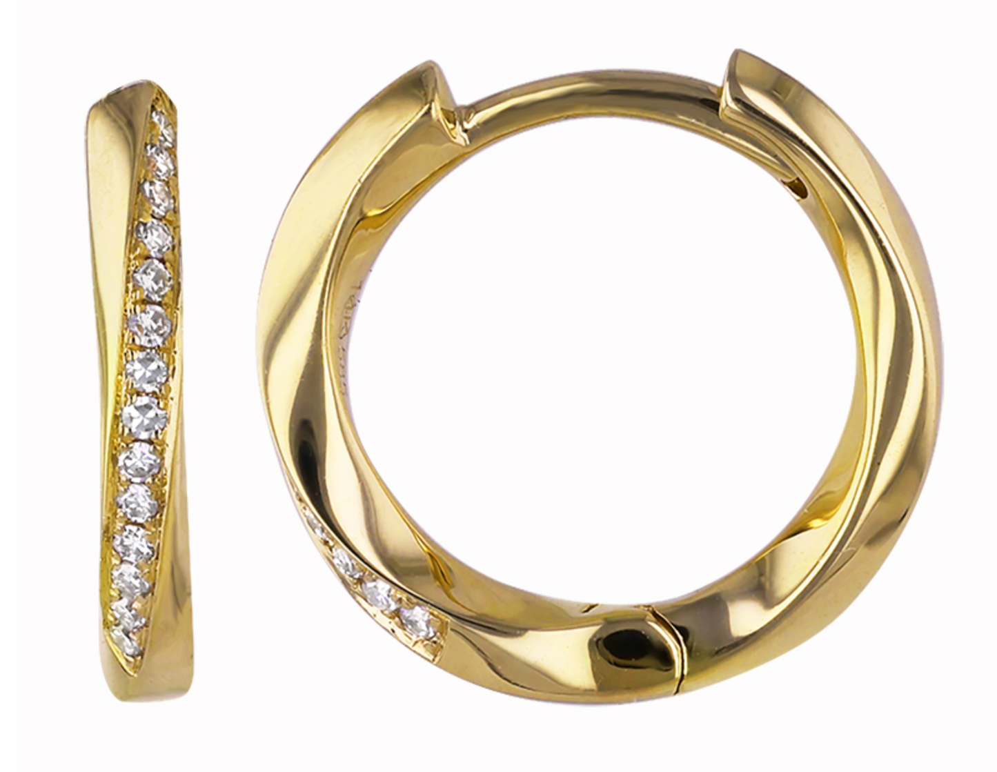 Gold twist diamond huggie