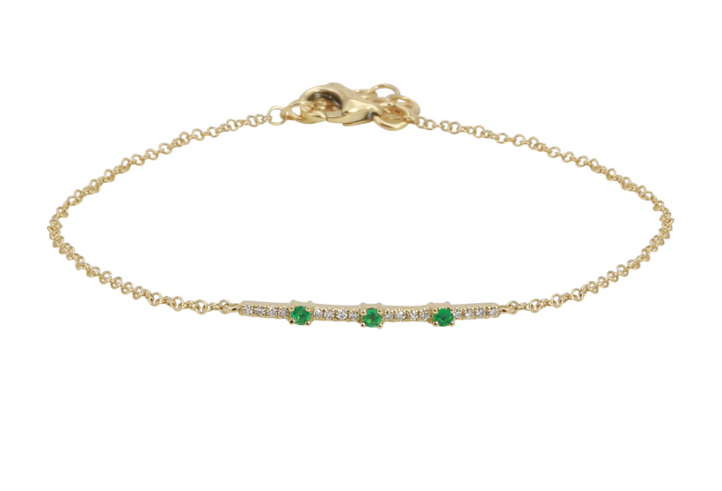 Emerald and dimaond delicate bar bracelet