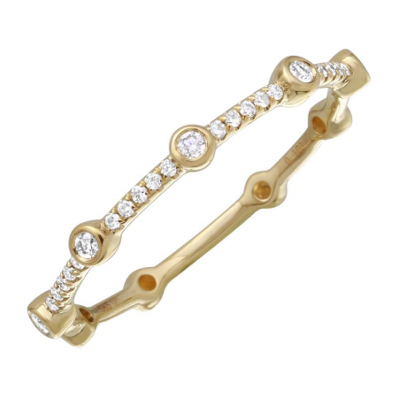 Diamond ring guard with bezel set round and pave diamonds