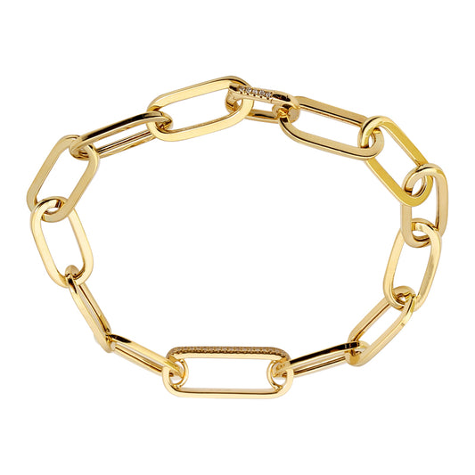 Yellow gold diamond paper link bracelet