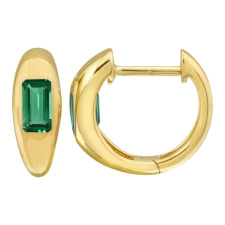 Gold and emerald huggie earring