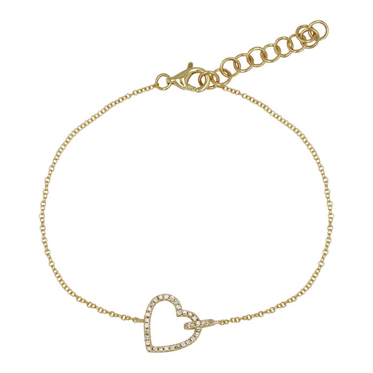 Diamond open heart bracelet