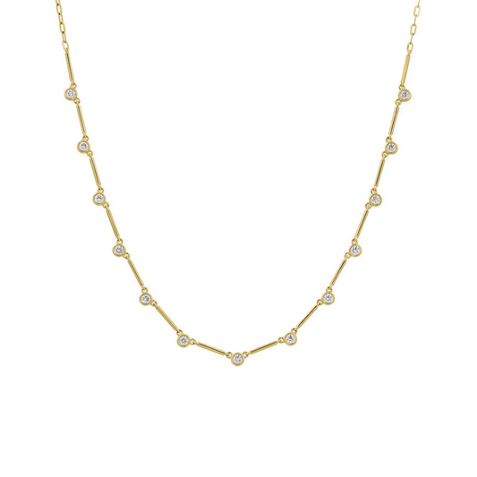 14K Yellow Gold Bezel-Set Diamond Necklace