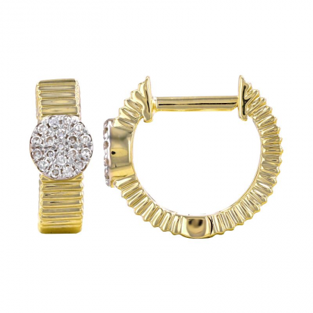 Fluted gold diamond huggie earring