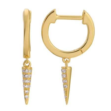 Yellow gold spike diamond huggie earring
