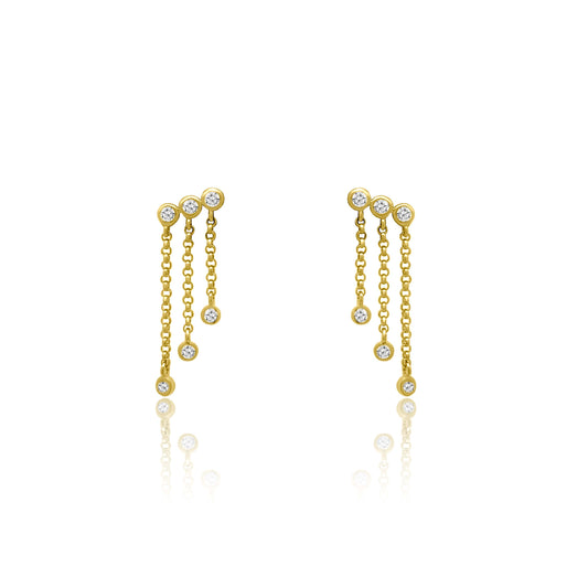 Triple drop chain earring