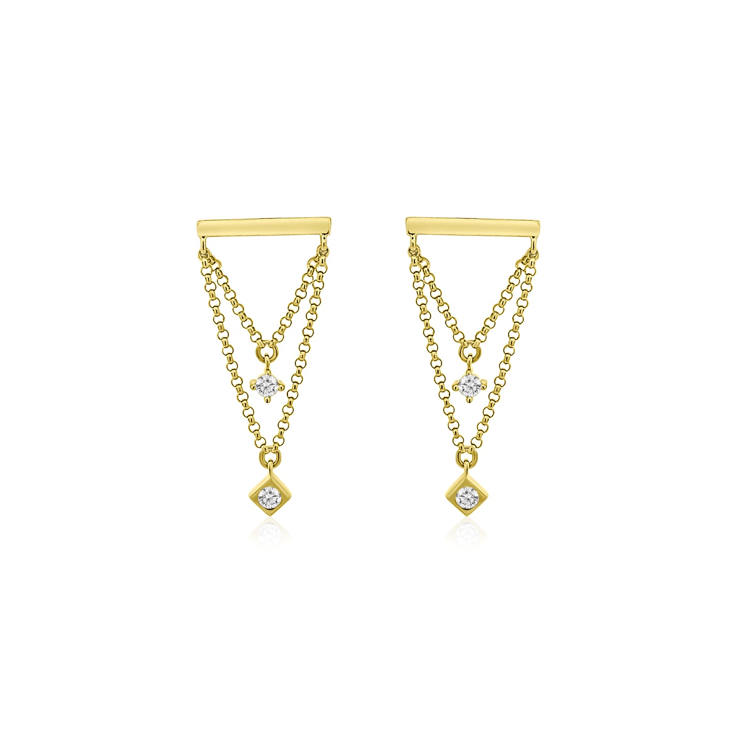 Chain diamond drop earrings