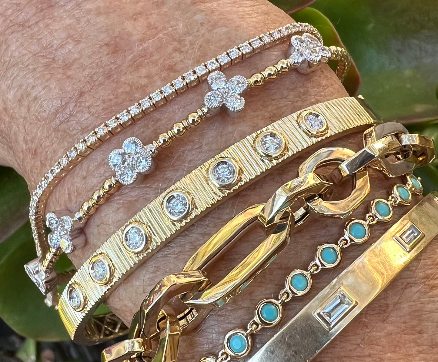 Turquoise bezel set bracelet