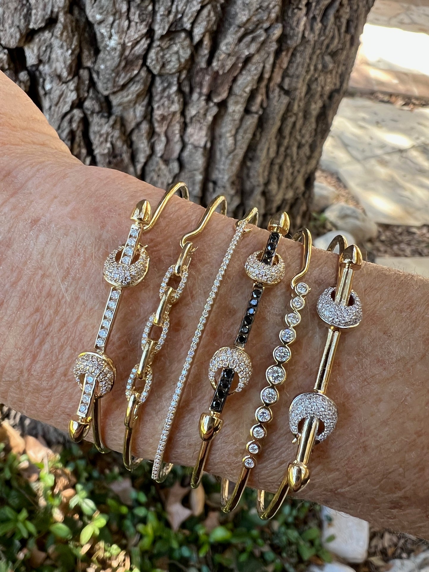 Bezel set wire bracelet