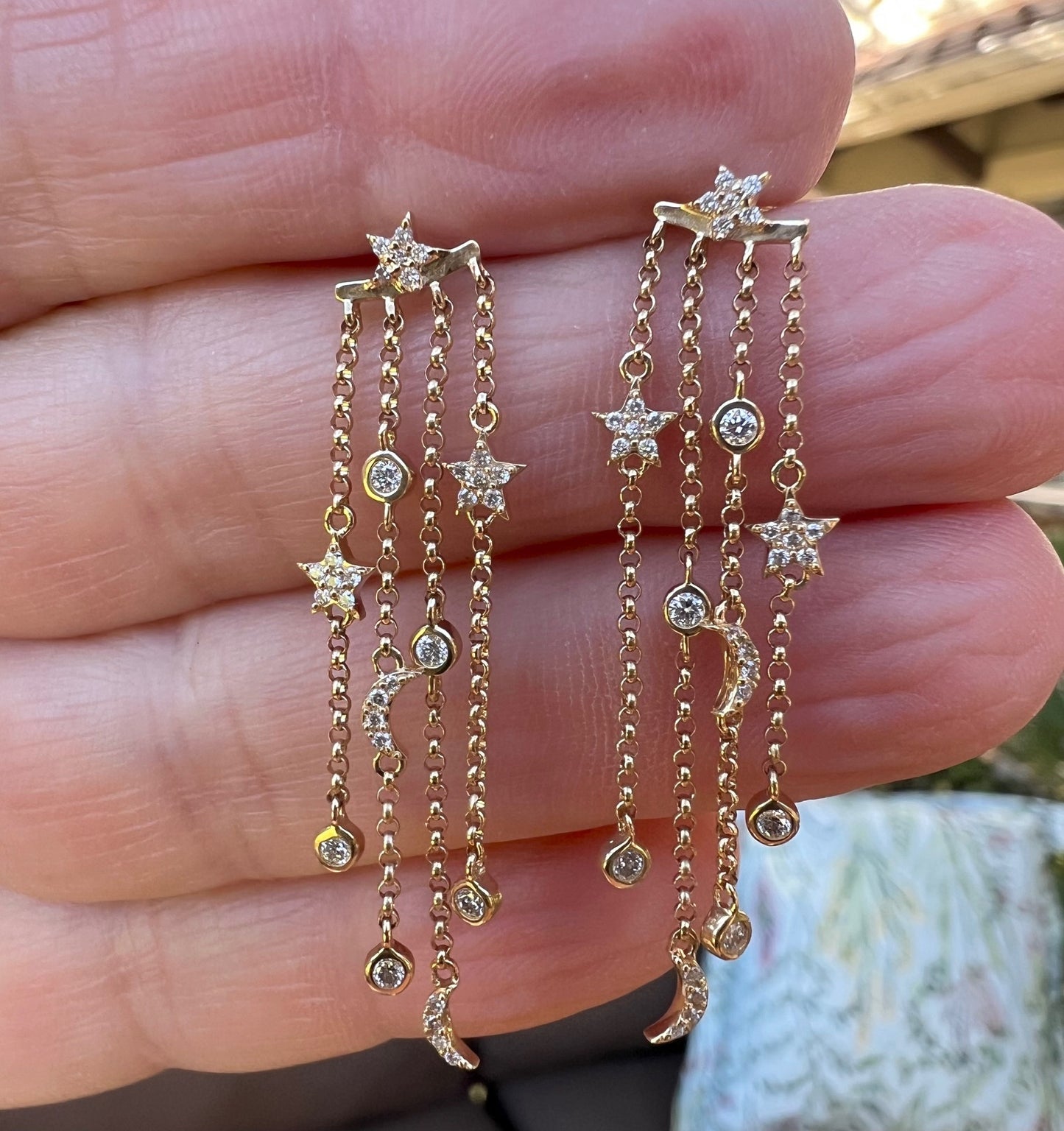 Celestial chain earring