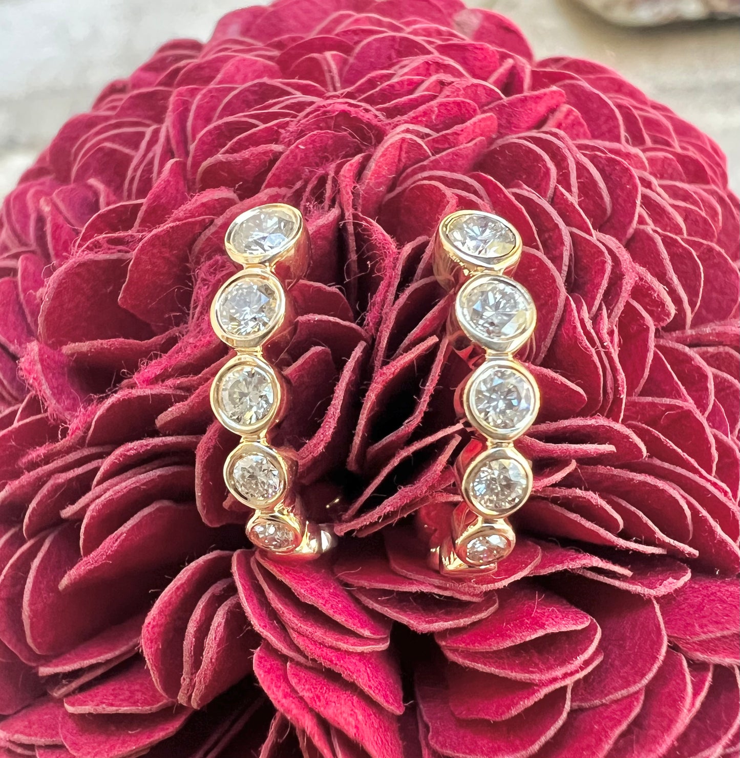 Bezel Diamond J Hoop