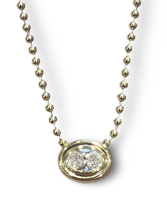 Lab oval diamond necklace on ball chain