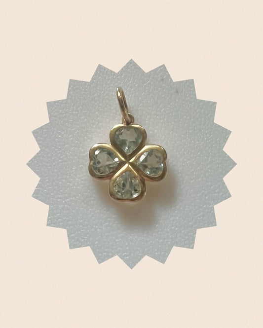 Aquamarine clover charm