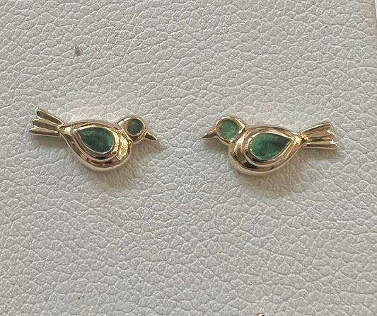 Emerald bird studs