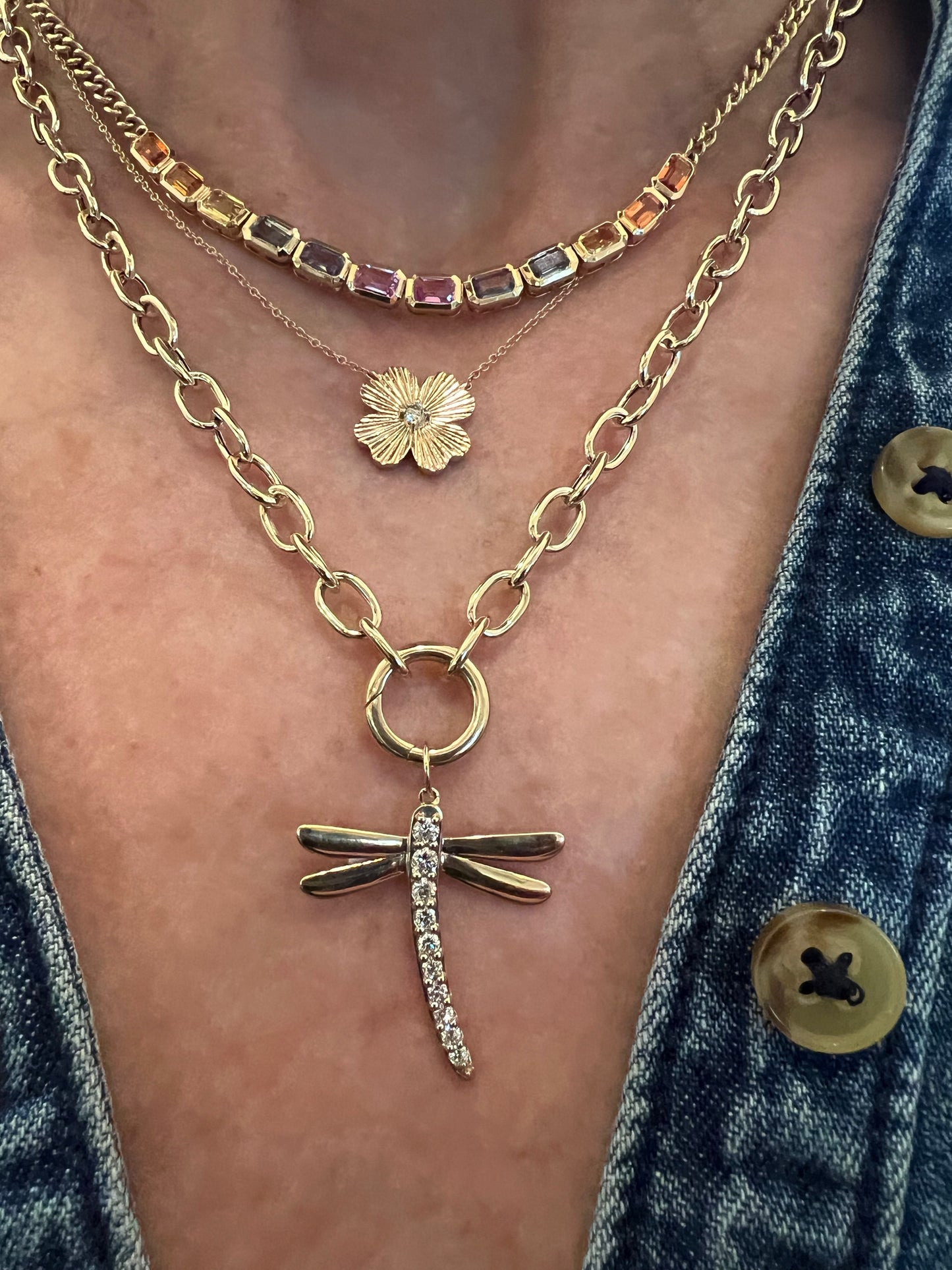 14K gold clover necklace