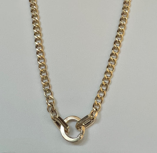 14k gold link chain with openable bail