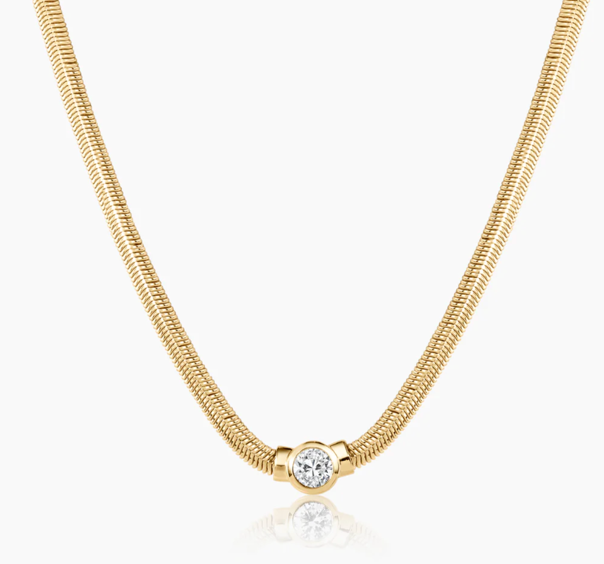 Round diamond bezel set snake necklace
