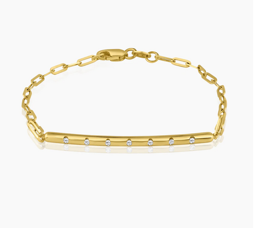 Scattered diamond bar bracelet