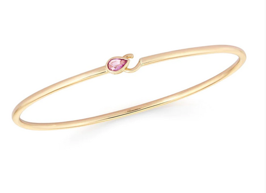PInk sapphire and 14K gold bangle