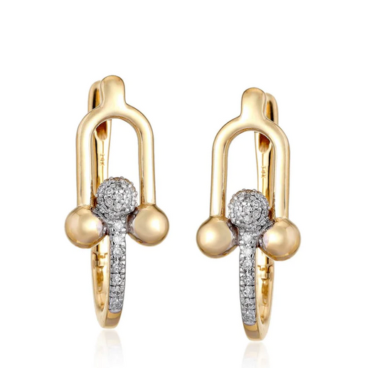 14K yellow gold and diamond earring