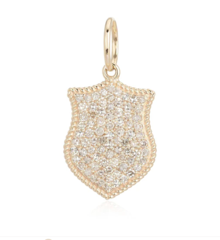 Gold and diamond shield pendant