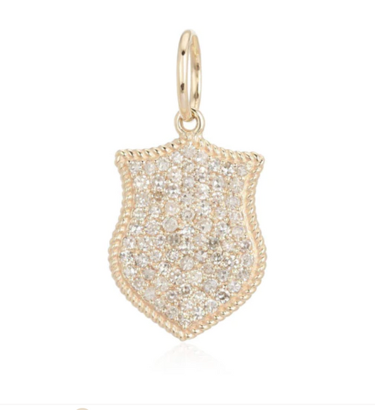 Gold and diamond shield pendant